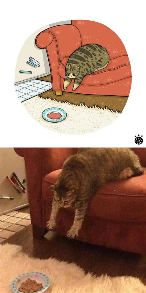 Indonesian Artist Turns Viral Cat Photos Into Funny Illustrations 20