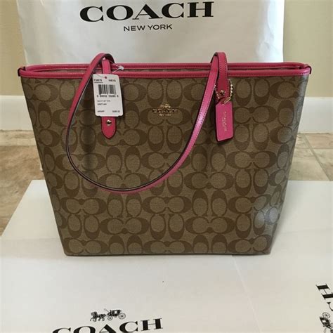 41 Off Coach Handbags 💕coach Tote Signature Pink Trim From X Mini S