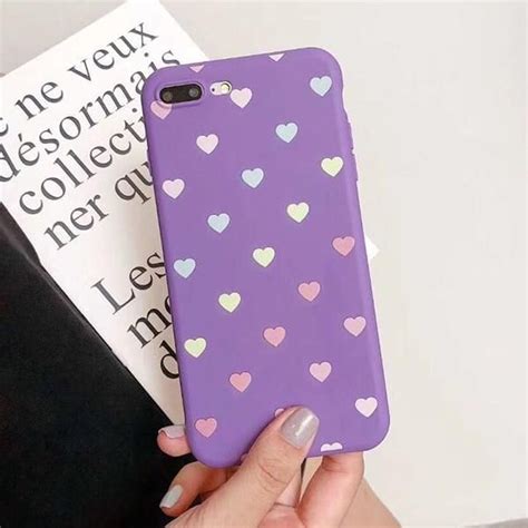 Retro Purple Love Heart Phone Case For Iphone X Case For Iphone 6 6s 7