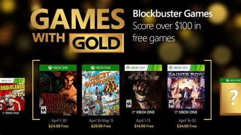 Xbox Live Games With Gold For April 2016