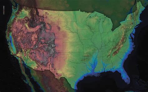 Elevation Map Of Usa With Key Map