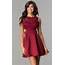Burgundy Short Lace Bodice Homecoming Party Dress