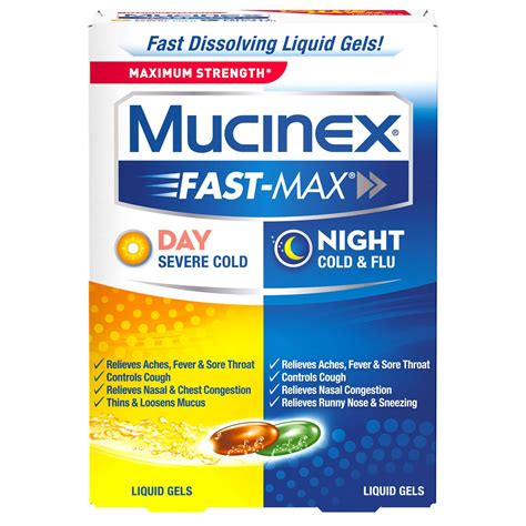 Fast Max® Day Severe Cold And Night Cold And Flu Liquid Gels Mucinex®