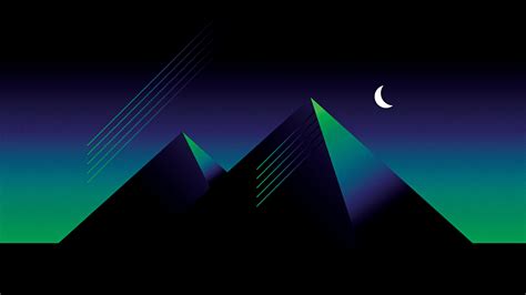 Download Wallpaper 1366x768 Minimal Artwork Pyramids Dark Night