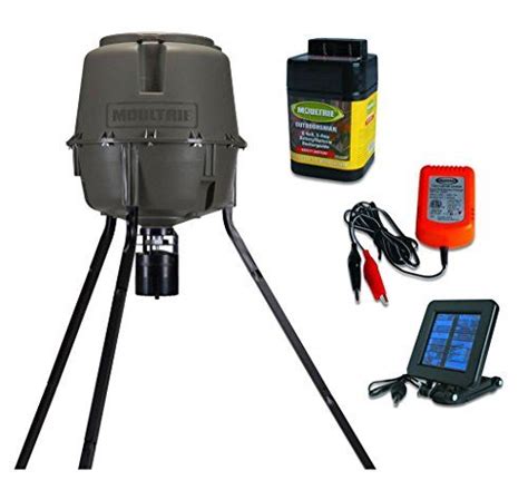 Moultrie 30 Gallon Pro Lock Tripod Feeder Solar Panel 6v Battery