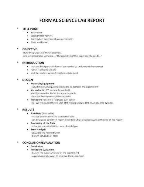 Science Lab Report Template 1 Professional Templates Lab Report