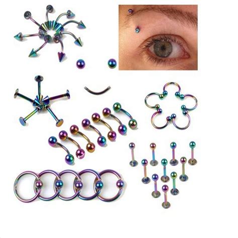 Pinksee 12 Styles 120 Pcs Tongue Belly Lip Eyebrow Barbell Rings Stud