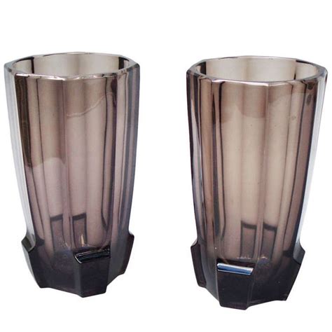 Pair Of Art Deco Glass Vases Style Of Koloman Moser Art Deco Glass Koloman Moser Glass