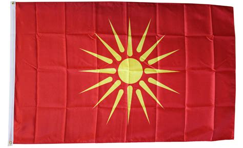 The flag of north macedonia is the national flag of the republic of north macedonia and depicts a stylized yellow sun on a red field, with eight broadening rays extending from the center to the edge of the field. Buy North Macedonia, Republic of - 3'X5' Polyester Flag ...