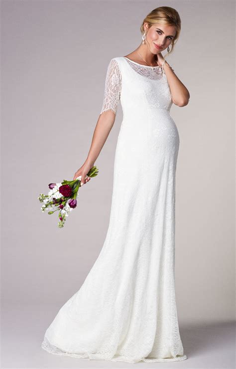 Evie Lace Maternity Wedding Gown Long Ivory White Maternity Wedding Dresses Evening Wear And