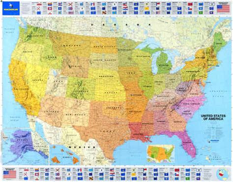 Usa Michelin 40x56 Paper An Excellent Political Wall Map Of The