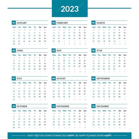 Calendario 2023 Calendario Para La Semana 2023 Que Comienza El Lunes
