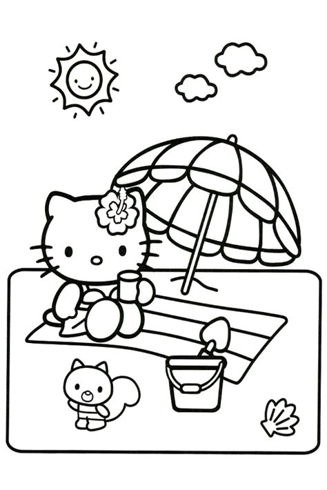 Gambar Bath Kitty Coloring Pages Cartoon Beach di Rebanas - Rebanas