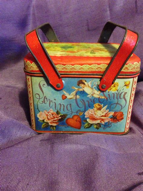 Valentines Greetings Lunch Box Antiques Bags Vintage Color Etsy