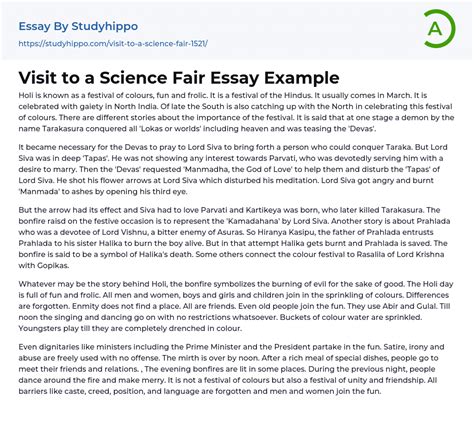 Visit To A Science Fair Essay Example