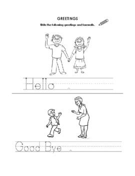 Tracing Hello And Goodbye By White Cat Teachers Pay Teachers