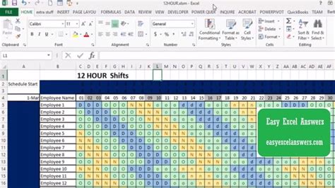 12 hour rotating shift schedule template. How to make an automatic 12-hour shift schedule - YouTube