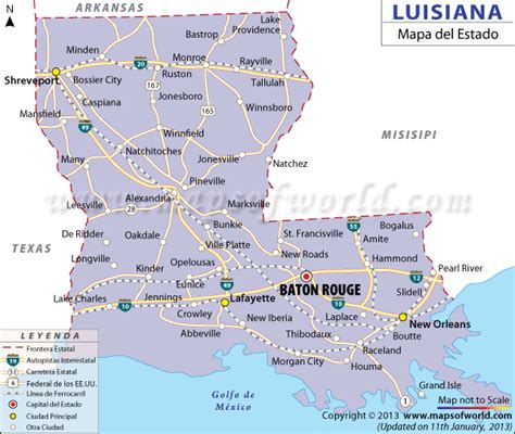 El Mapa Del Estado De Luisiana Estados Unidos De America