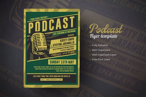 Podcast Flyer Template By Mnsk On Creativemarket Social Gathering Flyer Template Free Font