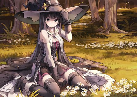 Black Eyes Black Hair Breasts Cleavage Corset Flowers Forest Gloves