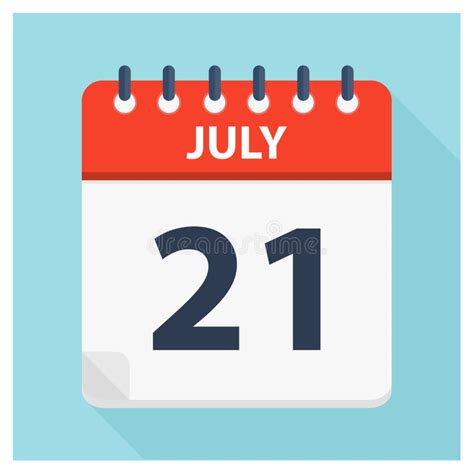 July 21 Calendar Icon Calendar Design Template Stock Illustration