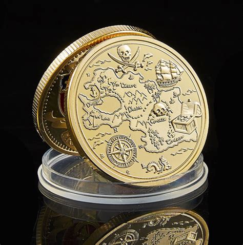 Pirate Gold Coins Commemorative Piece With Treasure Map Pirate