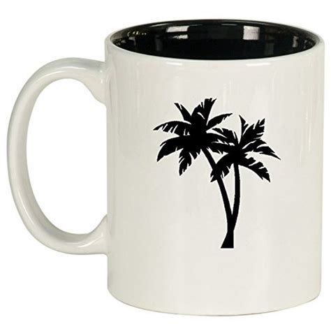Ceramic Coffee Tea Mug Cup Palm Trees White