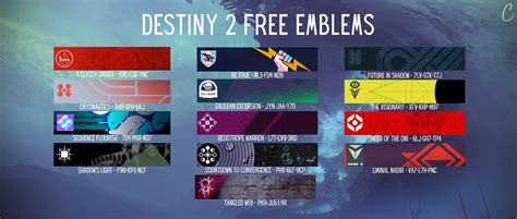 Current Free Emblem Codes Image From Chloerine On Twitter Rdestiny2