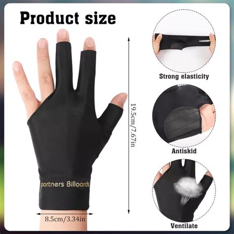 6 PCS POOL Gloves Billiards Left Hand 3 Fingers Shooters Snooker Cue