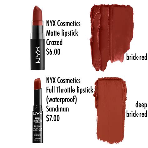 totally obsessed with brick lipstick nyx cosmetics matte lipstick crazed brick red and full