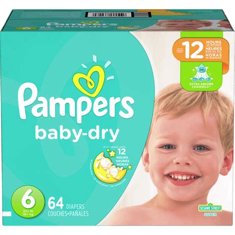 Pampers Baby Dry Diapers Sesame Street Size 6 35 Lb Super Pack