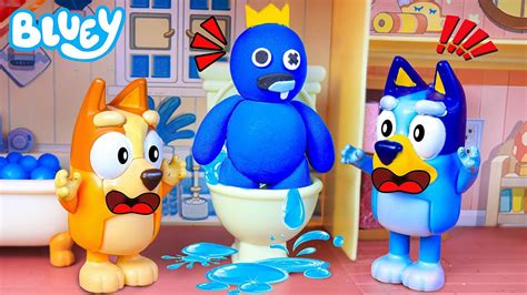 Bluey Blue Rainbow Friends In The Toilet 🚽 🌈 Pretend Play Bluey Toys Bluey Friends Toys