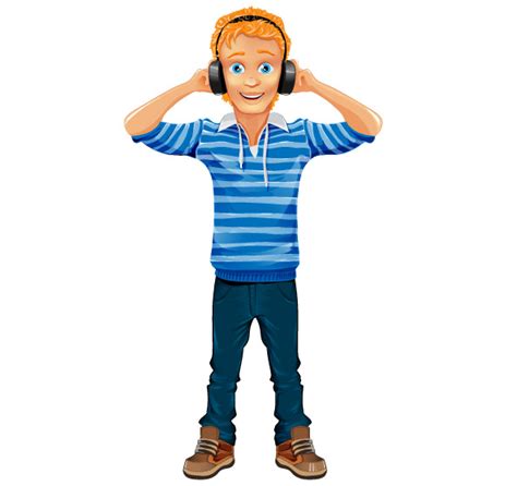 Boy Vector Character With Headphones Vector Characters
