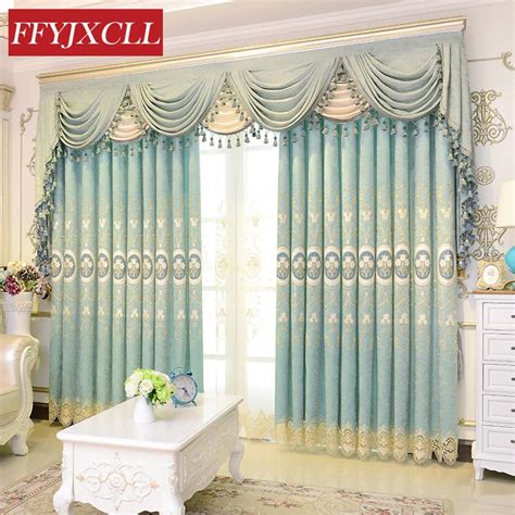 Luxury Europe Embroidered Floral Blackout Curtains For Living Room