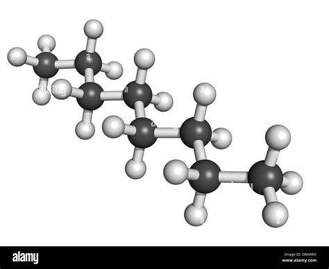 Octane Hydrocarbon Molecular Model Atoms Are Represented As Spheres