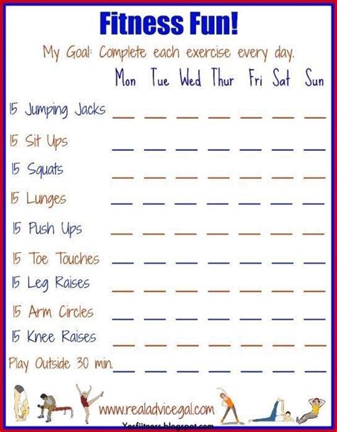Free Fun Fitness Printable That You Can Use As Guide For Doing Daily
