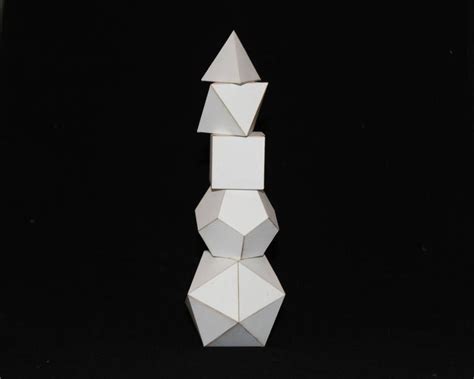 A Set Of The 5 Platonic Solids Precut And Scored From White Cardstock