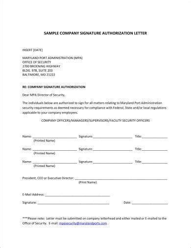 Signature Authorization Letter 9 Examples Format Sample Examples