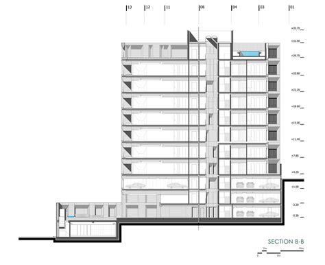 Residential Building Plan And Section View