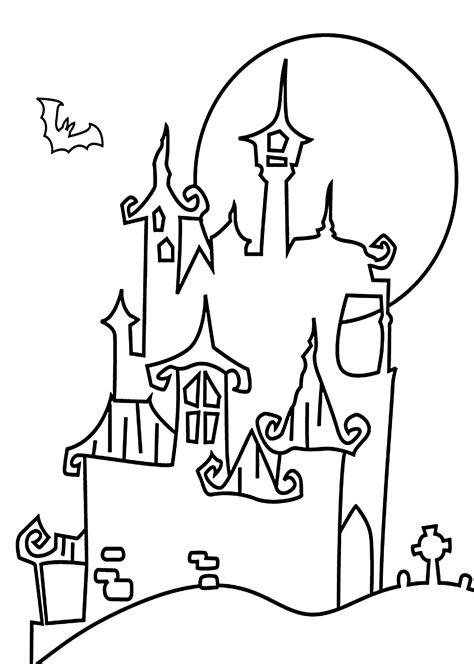 Coloriage château Halloween à imprimer