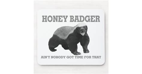Honey Badger Aint Nobody Got Time For That Mouse Pad Zazzle