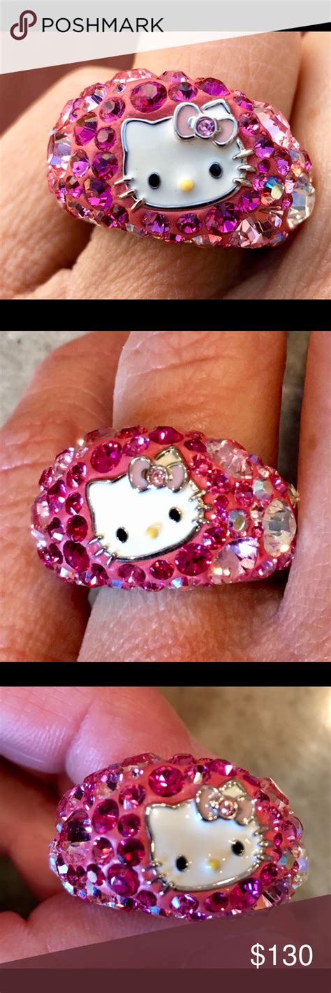“hello Kitty Chic” Ring By Swarovski Hello Kitty Accessories Chic Rings Swarovski Crystal Rings