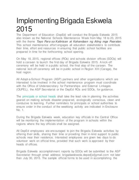 Brigada Eskwela Program Sample