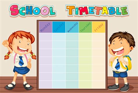 School Timetable With Students 696073 Vector Art At Vecteezy