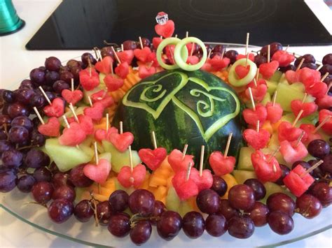 Watermelon Fruit Tray With Wedding Rings Rings Made From A Cucumber