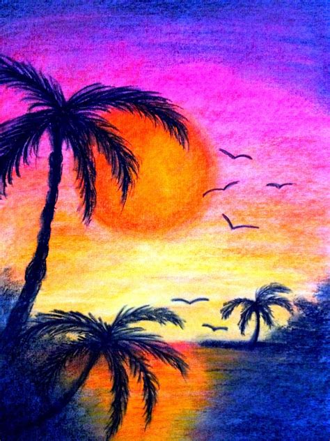 Sunsets With Colored Pencils Drawing At Getdrawings Free Download