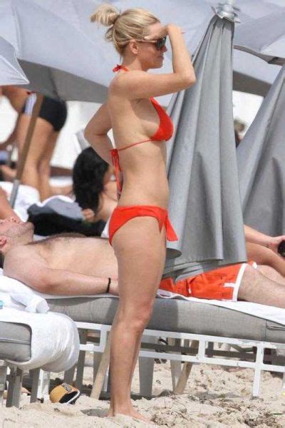 Retro Bikini Jenny Mccarthy Wears Orange Bikini At Miami Beach
