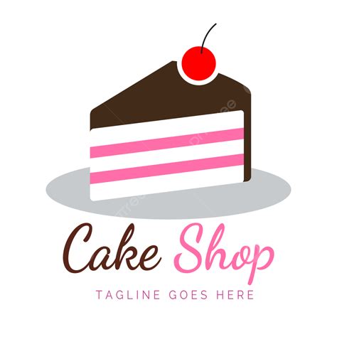 Cake Shop Logo Simple Design Silhouette Slice Tart Dessert Editable