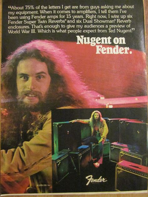 Ted Nugent Fender Amplifiers Full Page Vintage Promotional Ad