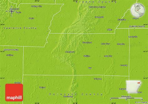 Physical Map Of Craighead County